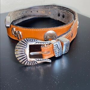 Southwest Design HandmadeLeather Belt with Silver Buckle by Appaloosa Trading Co